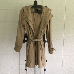 J crew camel rain trench